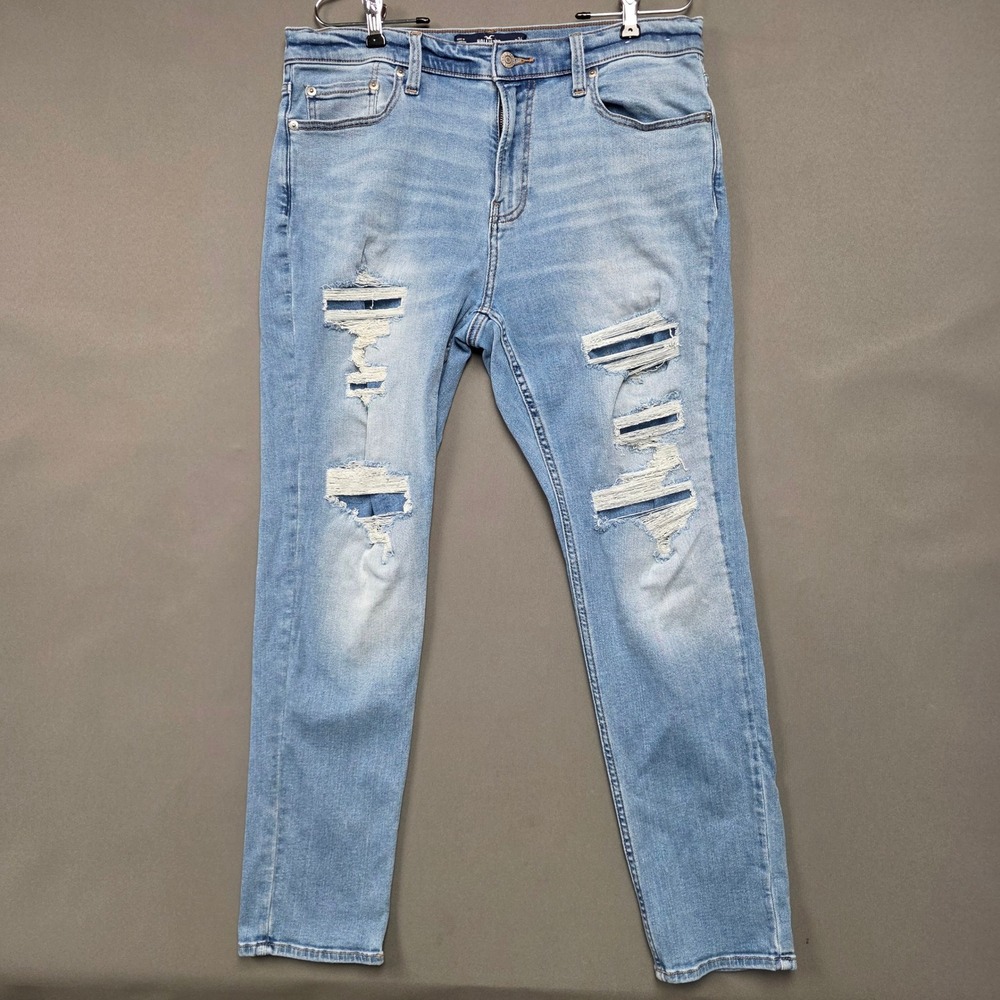 Hollister Jeans Men's Athletic Skinny Distressed Advanced Stretch Blue 34x30